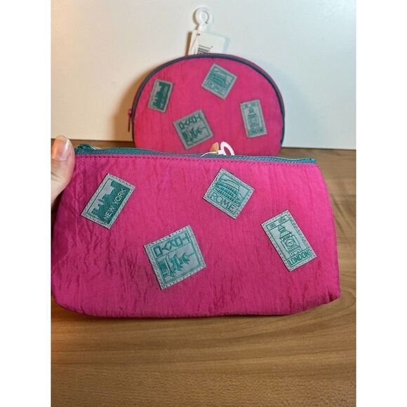 Patches Travel Vintage Bags Pink Set Of 2 Pac Kits By Rga - Picture 2 of 12